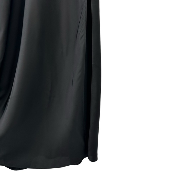 All Saints Amos Black Satin V-Neck Sleeveless Side Slit Evening Maxi Dress sz S - Picture 6 of 11